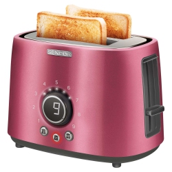 SENCOR 2 Slice Premium Metallic Toaster With Digital Button And Toaster Rack - In Red