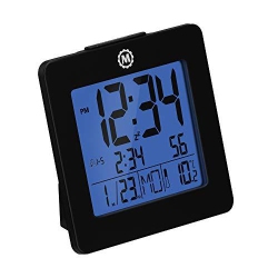 MARATHON Cl030050Bk Digital Alarm Clock With Day, Date, Temperature And Backlight. Color-Black