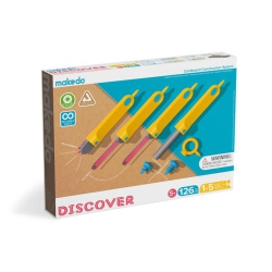 MAKEDO Contempo Views - Discover Toolbox - Contains 126 Reusable Pieces - Ultimate Cardboard Construction Stem Building Tool Kit for Kids & Family