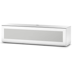 SONOROUS Studio St-160B Wood And Glass Modern Tv Stand With Hidden Wheels for Sizes Up to 75" (Frosted Glass Cover) - In White