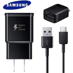 SAMSUNG Fast Adaptive Wall Charger for Galaxy S9 Note 9 S8 + Ep-Ta20Jbe - Type C Cable And Otg Adapter – In Black