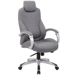 BOSS OFFICE PRODUCTS Albany Faux Leather Swivel Executive Office Chair In In Gray