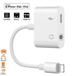 CABLESHARK Lightnįng to 3.5 MM Headphone Jack Adapter Charger for Iphone 7/8/plus/x Dongle 2 In 1 Converter Splitter Cable
