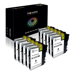 INKREDIBLE INK Brother Lc61Bk, Lc65Bk Compatible Ink Cartridge High Yield - - 10/pack In Black