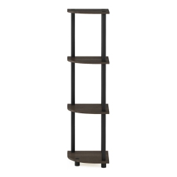 FURINNO Turn-N-Tube Wood 4-Tier Corner Display Rack In Grain/black In Dark Brown