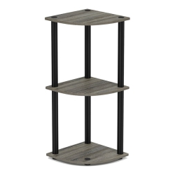 FURINNO Turn-N-Tube Wood 3-Tier Corner Display Rack In French Oak Gray/black