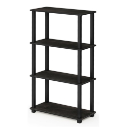 FURINNO Turn-S-Tube Wood 4-Tier Shelf Display Rack In Espresso/black