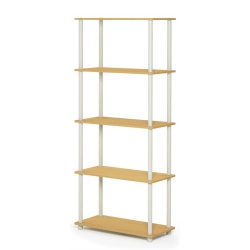 FURINNO Turn-N-Tube Wood 5-Tier Multipurpose Shelf Display Rack In Beech/natural