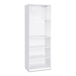 FURINNO Jaya Engineered Wood Simple Home 5-Shelf Bookcase In In White