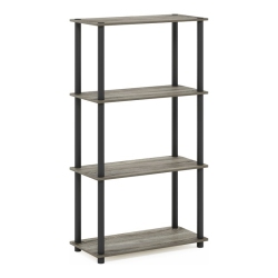 FURINNO Turn-N-Tube Wood 4-Tier Shelf Display Rack In French Oak Gray/black
