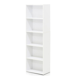 FURINNO Luder Wood 5-Tier Reversible Color Open Shelf Bookcase In In White