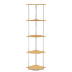 FURINNO Turn-N-Tube Wood 5 Tier Corner Display Rack In Beech/natural