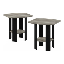 FURINNO Wood Simple Design End Table In French Oak Gray/black (Set Of 2)