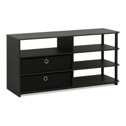 FURINNO Jaya Wood Simple Design Tv Stand for Tv Up to 55" In Walnut/black