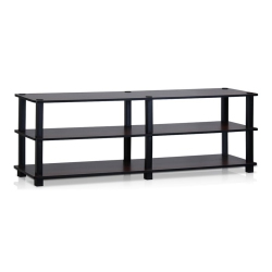 FURINNO Turn-S-Tube Wood No Tools 3-Tier Shoe Storage Rack In Dark Cherry/black