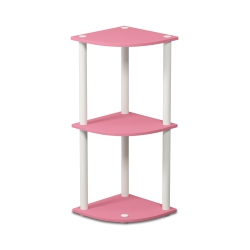 FURINNO Turn-N-Tube 3-Tier Reversible Corner Display Rack Multipurpose Shelving Unit, Pink/white, 12077Pi/wh