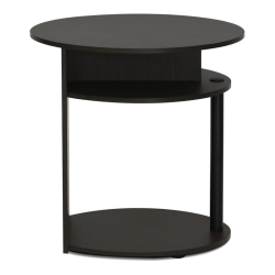 FURINNO Jaya Engineered Wood Simple Design Oval End Table In Walnut/black