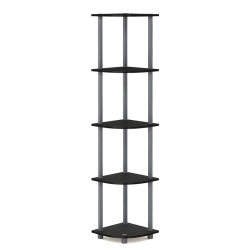 FURINNO Turn-N-Tube Wood 5 Tier Corner Display Rack In Black/gray