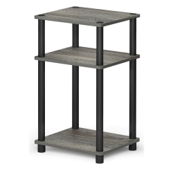 FURINNO Just Turn-N-Tube Wood 3-Tier End Table In French Oak Gray/black