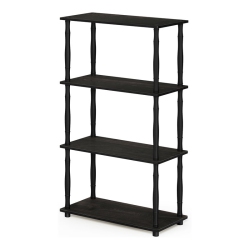 FURINNO Turn-N-Tube Wood 4-Tier Shelf Display Rack W/ Classic Tubes In Espresso