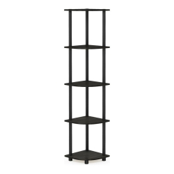 FURINNO Turn-N-Tube Wood 5 Tier Corner Display Rack In Espresso/black