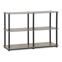 FURINNO Turn-N-Tube Wood 3-Tier Storage Display Rack In French Oak Gray/black