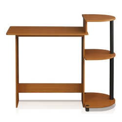 FURINNO Engineered Wood Compact Computer Desk With Shelves In Light Cherry/black
