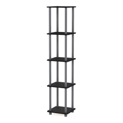 FURINNO Turn-N-Tube Wood 5-Tier Corner Square Rack Display Shelf In Black/gray