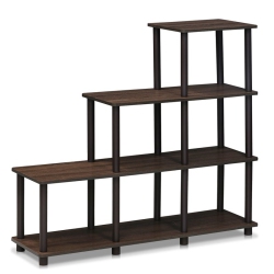 FURINNO Turn-N-Tube Engineered Wood Ladder Space Shelf In Walnut/brown
