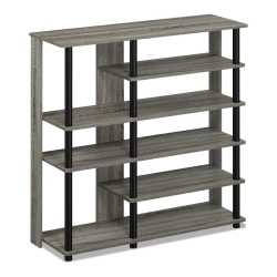 FURINNO Turn-N-Tube Engineered Wood Multi Storage Shoe Rack In French Oak In Gray