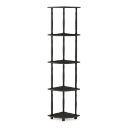 FURINNO Turn-N-Tube Wood 5-Tier Corner Display Rack W/ Classic Tube In Espresso