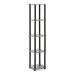FURINNO Turn-N-Tube Wood 5-Tier Corner Rack Display Shelf In Oak Gray/black