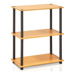 FURINNO Turn-N-Tube Wood 3-Tier Compact Shelf Display Rack In Light Cherry/black