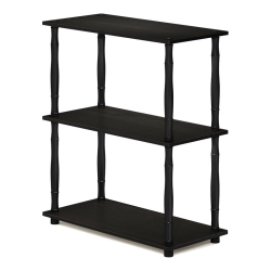 FURINNO Turn-N-Tube Wood 3-Tier Shelf Display Rack W/ Classic Tubes In Espresso