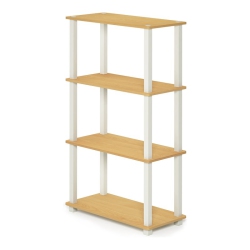 FURINNO Turn-S-Tube Wood 4-Tier Multipurpose Shelf Display Rack In Beech/natural