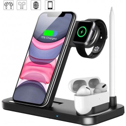 CC TRADING BRIDGE 2020 Four-In-One Wireless Charging Station for Phone, Apple Watch (Series 1 - 5), Apple Pencil And Airpods Pro In Multicolor