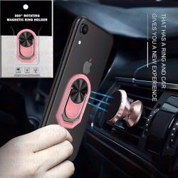 CSMART 360° Rotation Metal Ring Grip Holder Finger Kickstand for Magnetic Car Mount Compatible With All Smartphone, Light In Pink