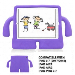 CSMART 3D Silicone Shockproof Child Kids Stand Cover Case for Ipad 9.7" 5Th 6Th Gen, Air 1St 2Nd Gen, Ipad Pro 9.7" In Purple