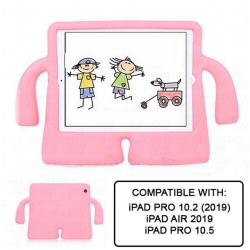 CSMART 3D Silicone Shockproof Child Kids Stand Case for Ipad 10.2" 7Th 8Th 9Th Gen, Air 3 3Rd Gen, Ipad Pro 10.5" 2017, Light In Pink