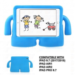 CSMART 3D Silicone Shockproof Child Kids Stand Cover Case for Ipad 9.7" 5Th 6Th Gen, Air 1St 2Nd Gen, Ipad Pro 9.7" In Blue