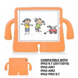 CSMART 3D Silicone Shockproof Child Kids Stand Cover Case for Ipad 9.7" 5Th 6Th Gen, Air 1St 2Nd Gen, Ipad Pro 9.7" In Orange