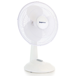 IMPRESS 12 Inch 3 Speed Oscillating Table Fan- In White