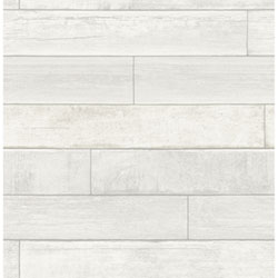 Papier Peint À Motif De Bois De Brewster - Bois D'œuvre Wallace Blanc