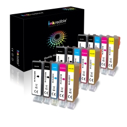 INKREDIBLE INK Canon Pgi-220, Cli-221 Compatible Ink Cartridge Combo (Bk/pbk/c/m/y) - - 15/pack (3 Bk, 3 Pbk, 3 C, 3 M, 3 Y)
