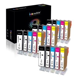 INKREDIBLE INK Canon Pgi-220, Cli-221 Compatible Ink Cartridge Combo (Bk/pbk/c/m/y) - - 20/pack (4 Bk, 4 Pbk, 4 C, 4 M, 4 Y)