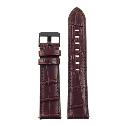 DASSARI Croc Embossed Italian Leather Watch Band Strap for Fossil Sport Smartwatch - 22MM - In Brown