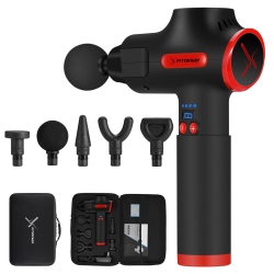 XFITONWAY Premium Percussive Therapy Smart Massage Gun In Satin Black With In Red