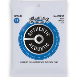 MARTIN GUITARS Martin Authentic Sp Acoustic Guitar Strings - 80/20, Medium, 3 Pack