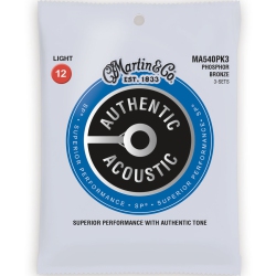 MARTIN GUITARS Martin Authentic Sp Acoustic Guitar Strings - 92/8, Light, 3 Pack