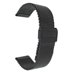 BANDINI 24MM Tone Stainless Steel Mesh Smartwatch Band for Men - Metal Mesh Replacement Smart Watch Strap - Adjustable In Black